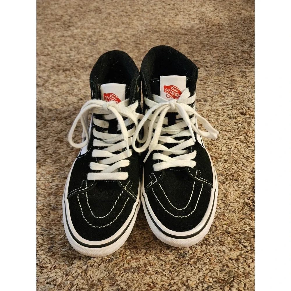 Vans Skate Sk8-Hi High Top PopCush Black White Sneakers Men 5.5 Women 7